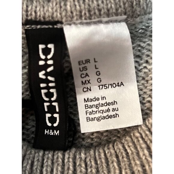 H&M Divided Women L SOFT Cropped Pullover Crewneck Gray Knit Sweater Oversized - Picture 12 of 16